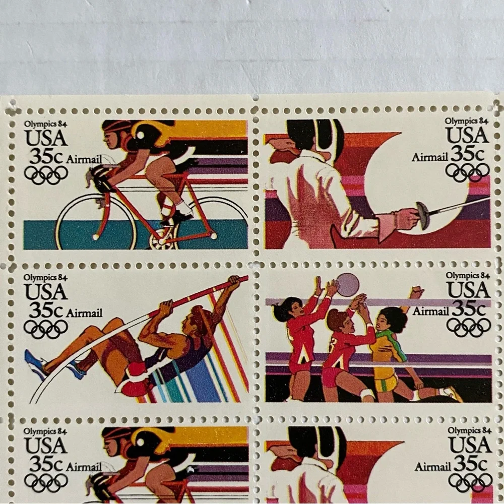 Olympic Stamps Scott C109-112 1984 SUMMER Full Sheet US 35¢ Airmail Stamps MNH